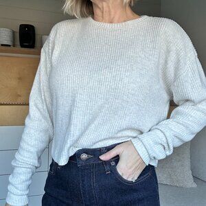 The Group Babaton Oatmeal colour ribbed long sleeve